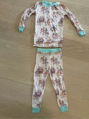 Blush Lotus 2T Pastel Carousel Print Pajama Set with Mint Trim